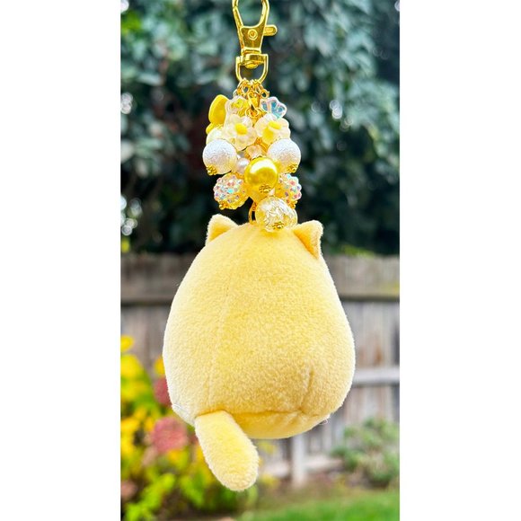 Cute Yellow Disabled Kitty Plush Keychain Purse Bag Charm - Picture 4 of 6
